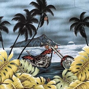 VTG Aloha Hawaiian island with motorcycles shirt 3XL